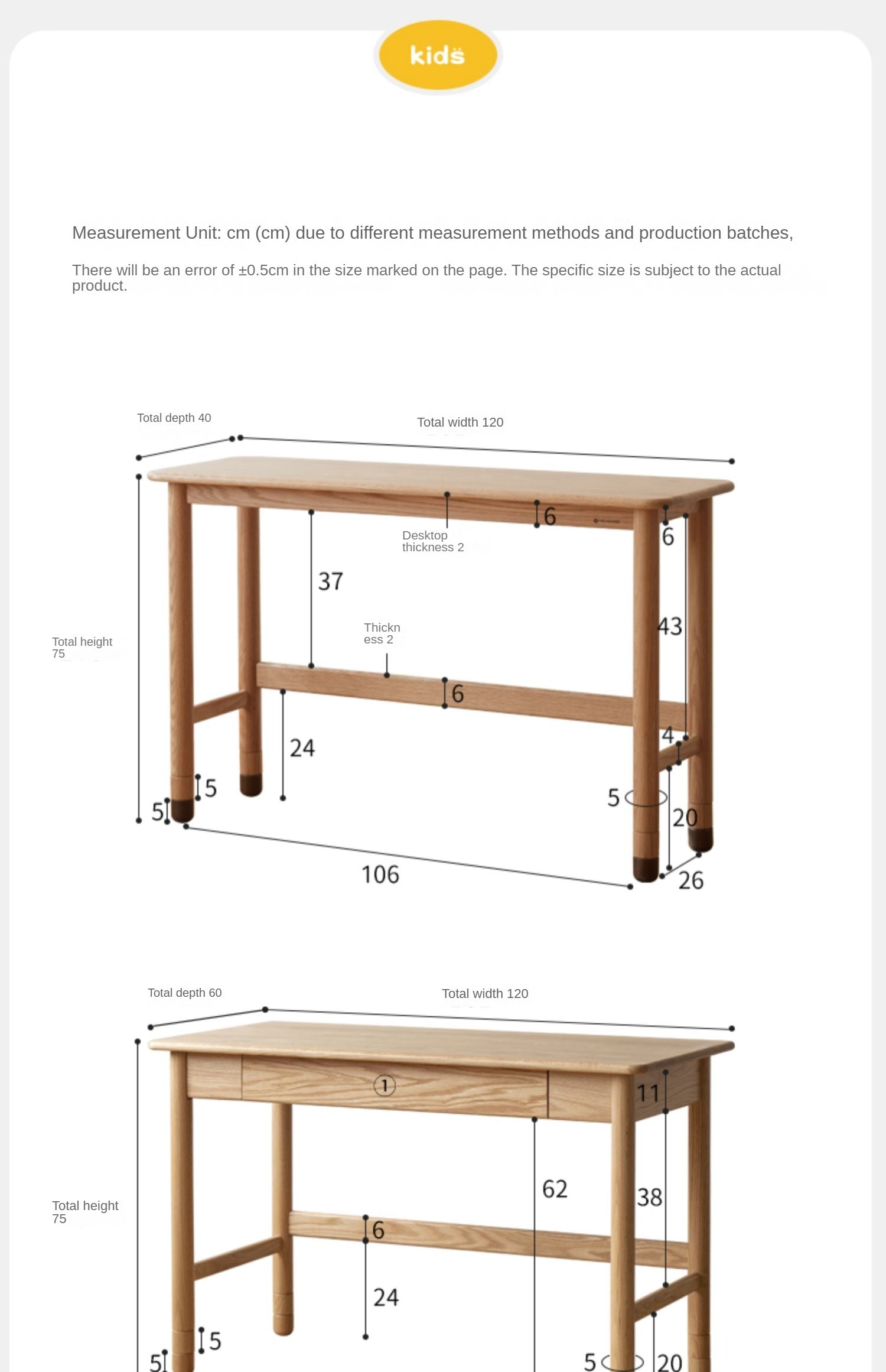 Oak Solid Wood Lifting Study Table Narrow Desk