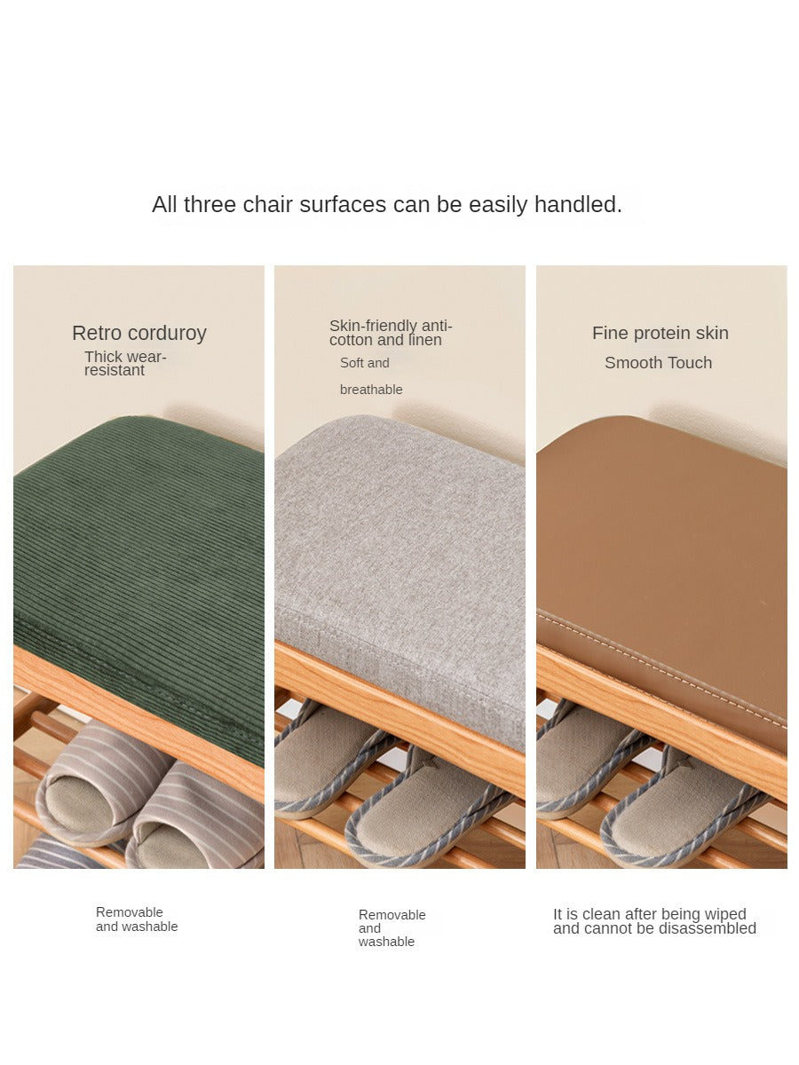 Cherry Solid Wood Shoe Storage Bench