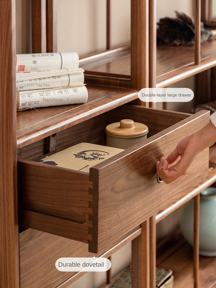 Black Walnut, Ash Solid Wood Bookshelf Combined Bookcase Display Cabinet Wall Shelf