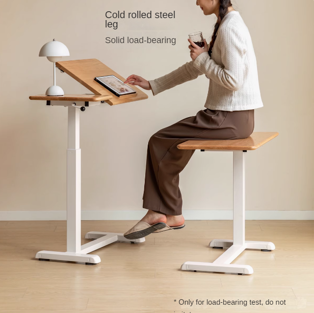 Oak, Solid Rubberwood Lifting Movable Folding Desk