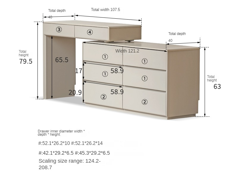 Tulipwood Solid Wood Retractable Vanity Table Light Luxurious Drawer.