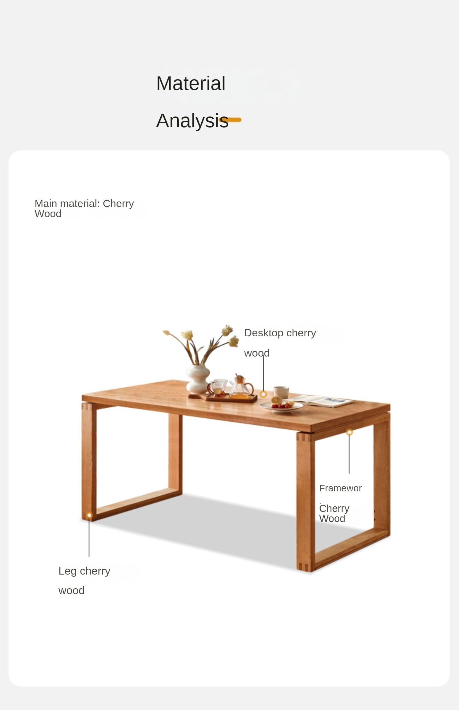 Cherry Wood Dining Table Island Table Integrated Large Board