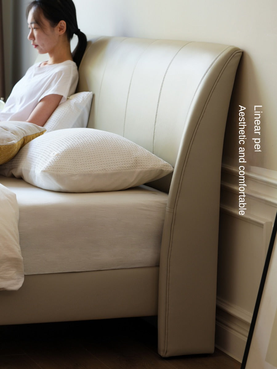 Yellow Cowhide Luxe Wood Bed