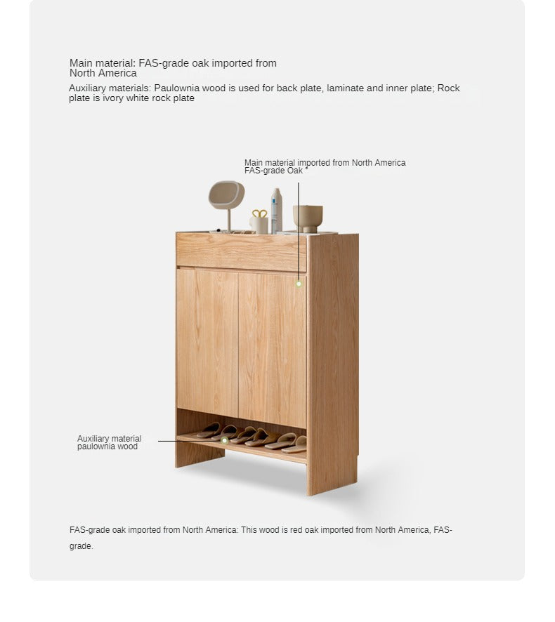 Oak Solid Wood Nordic Rock Slab Shoe Cabinet