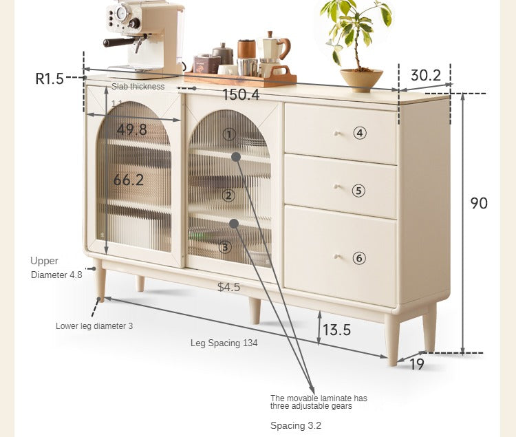Solid RubberWood Rock Board Ultra-thin Wall Sideboard