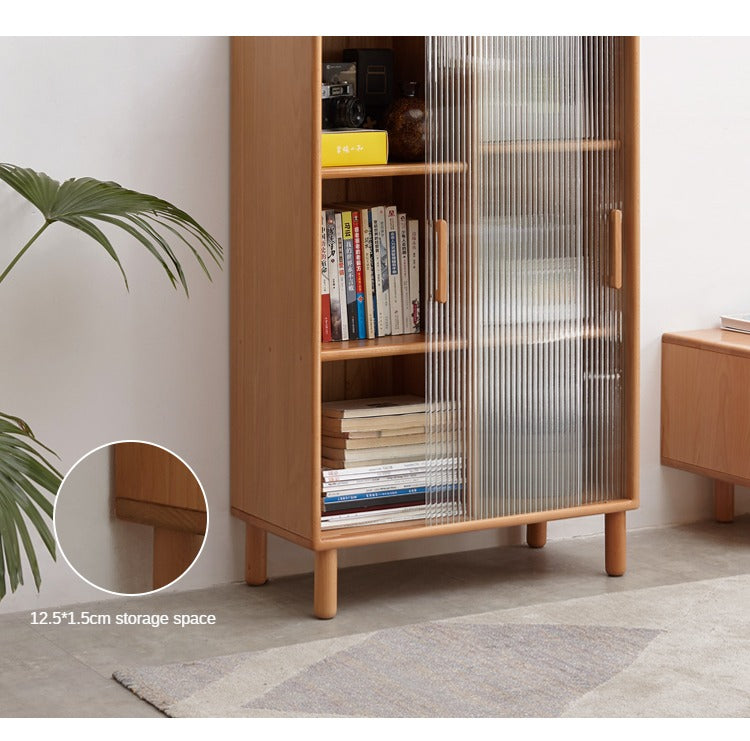 Beech Solid Wood Sliding Door Side Cabinet