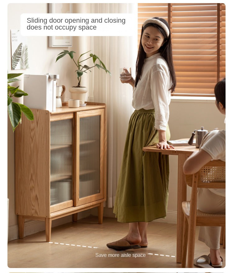 Oak Solid Wood Sideboard Slide Door