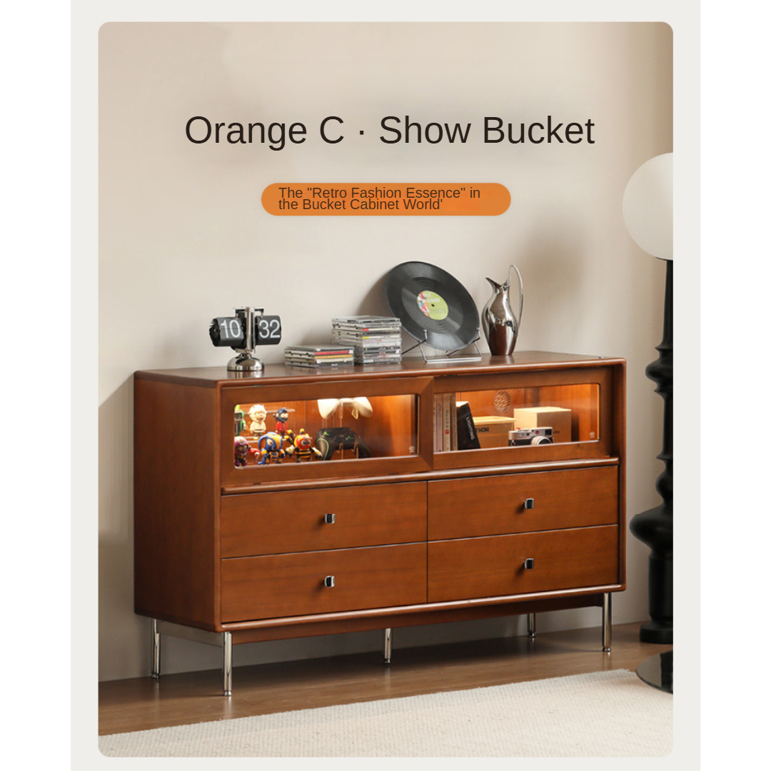 Poplar Solid Wood Cabinet Bauhaus Storage Drawer.