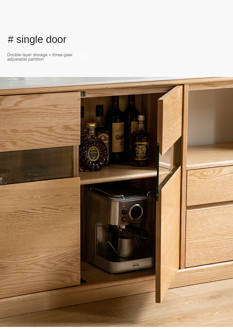 Oak, Ash Solid Wood Nordic Sideboard Slate Top