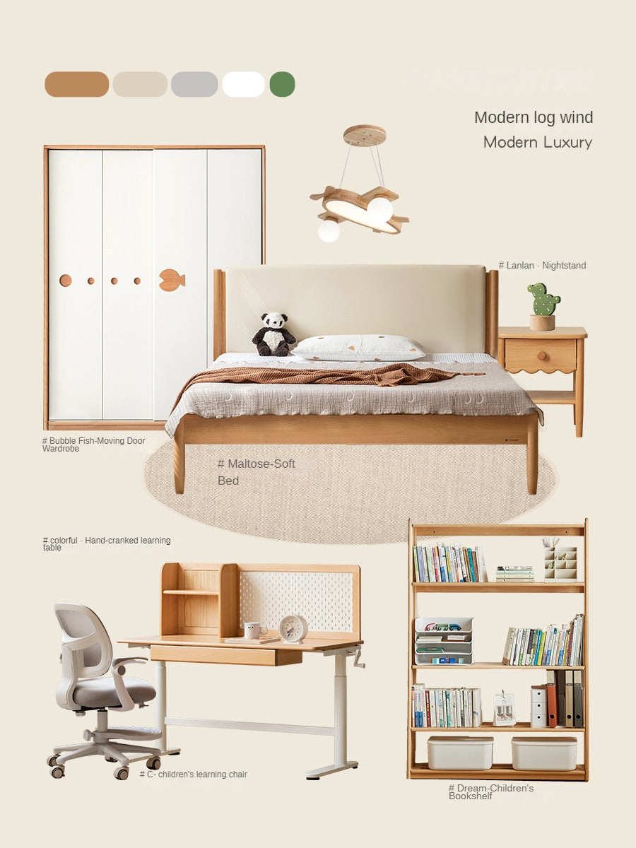 Beech Solid Wood Hand-Cranked Kids Lifting Table Board Shelf DIY