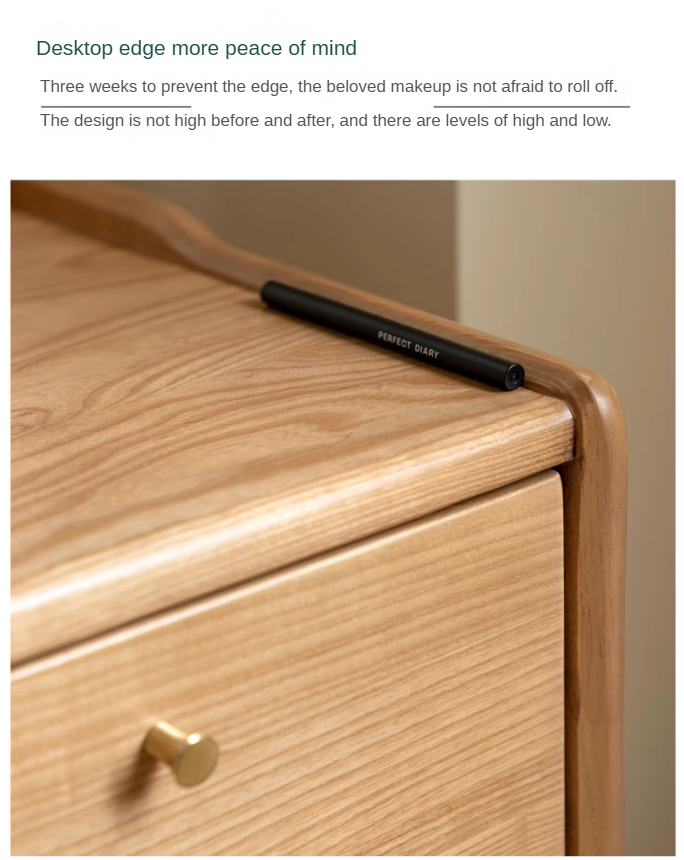 Ash Solid Wood Dressing Table LED Makeup Mirror.