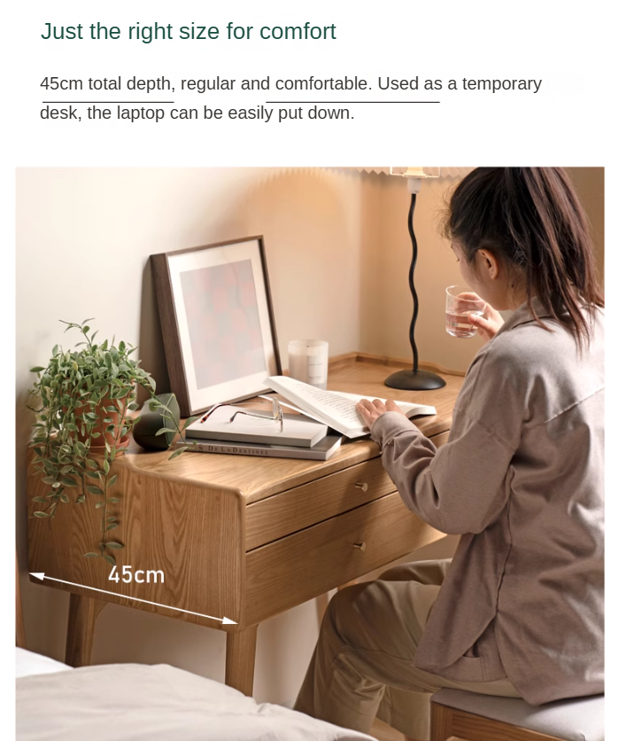 Ash Solid Wood Dressing Table LED Makeup Mirror.