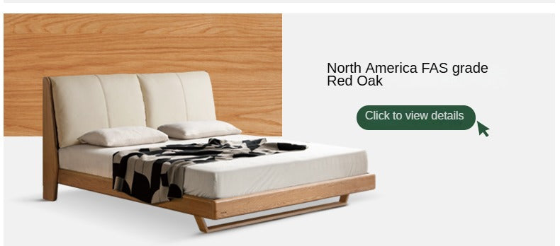 Oak, Ash Solid Wood Genuine Leather, ecological leather Suspended Bed Italian Light Luxury