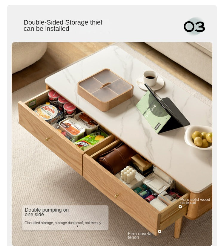 Oak Solid Wood Coffee Table Slate