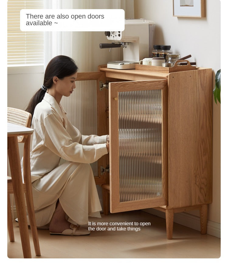 Oak Solid Wood Sideboard Slide Door