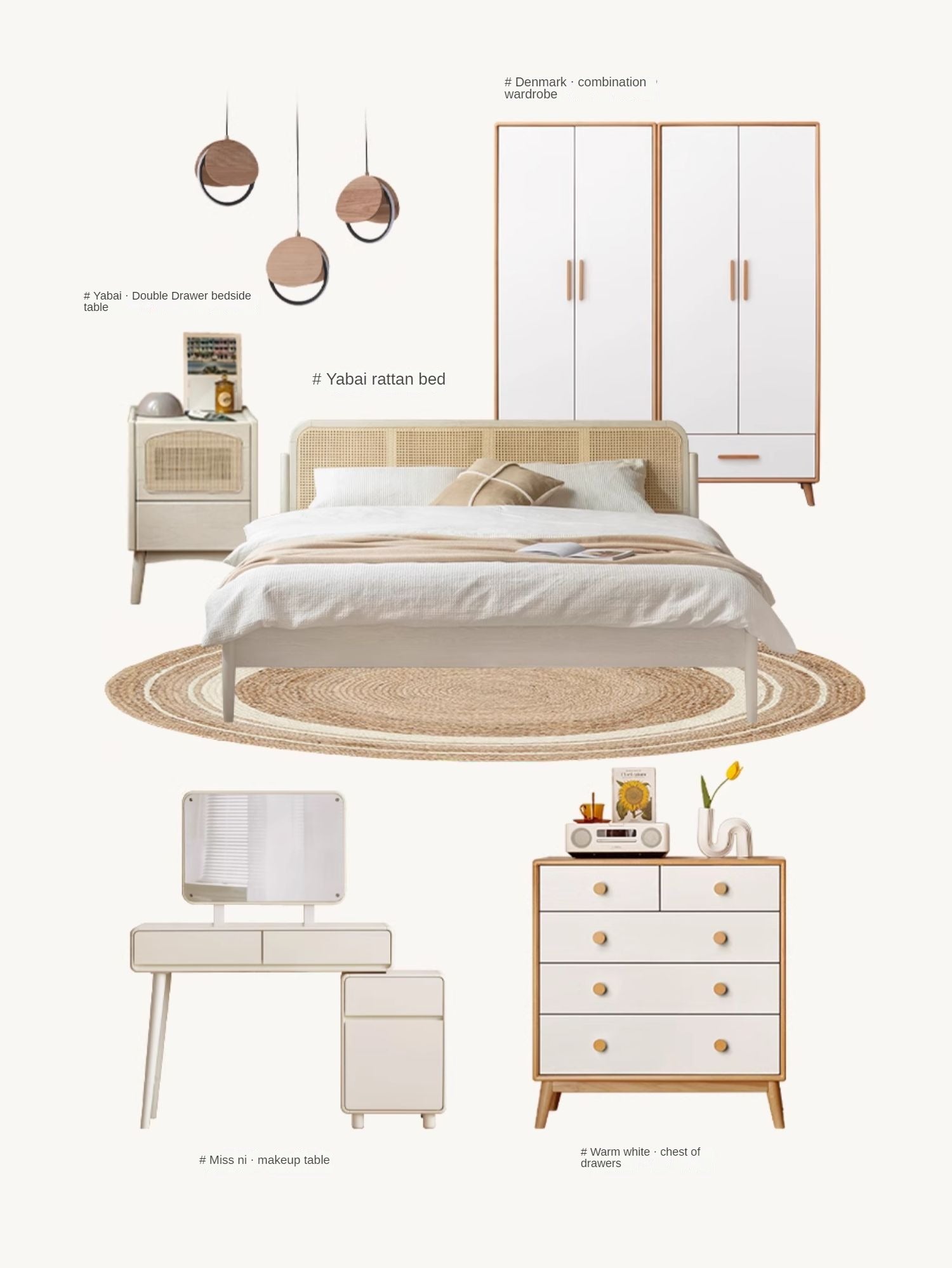 Beech, Poplar Solid Wood Bed