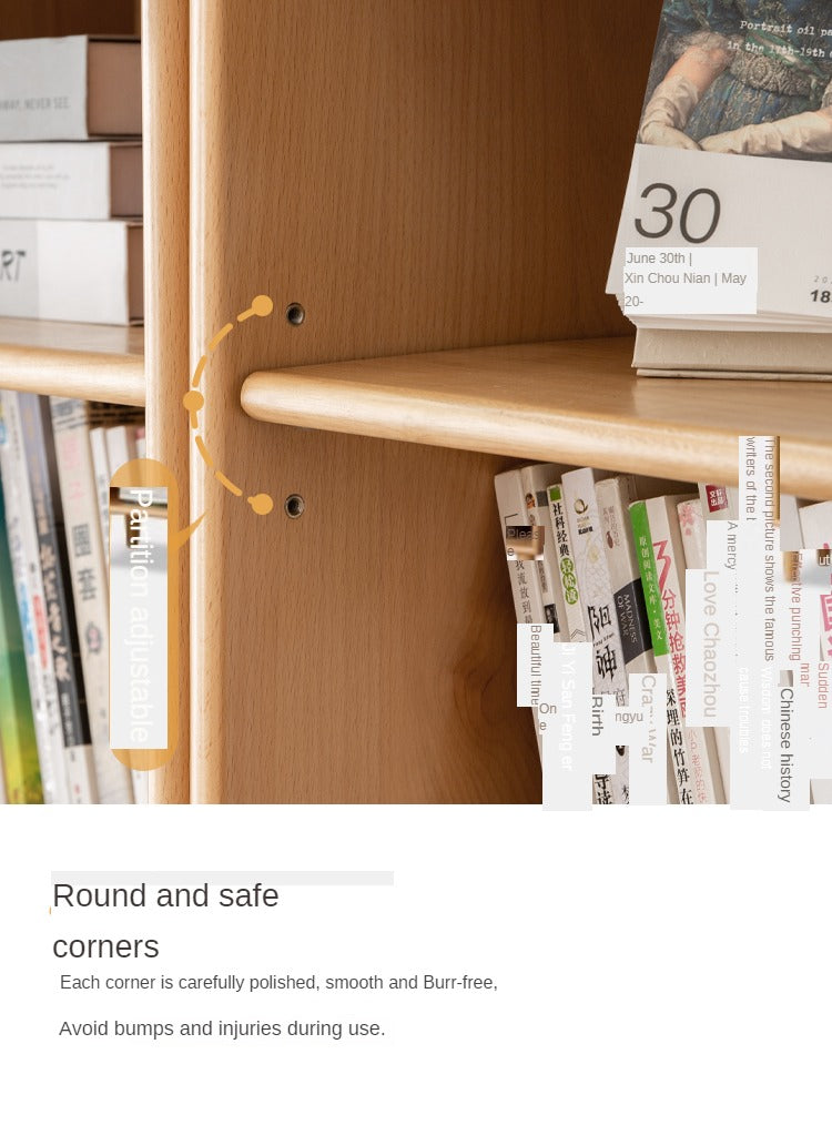Beech Solid Wood Bookshelves Storage Shelf