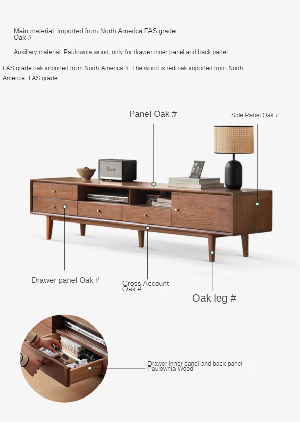 Oak Solid Wood Nordic Modern TV Stand