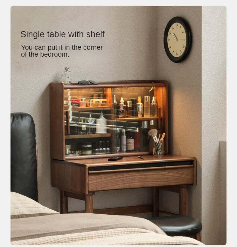 Black Walnut Solid Wood Light Luxury Dressing Table.