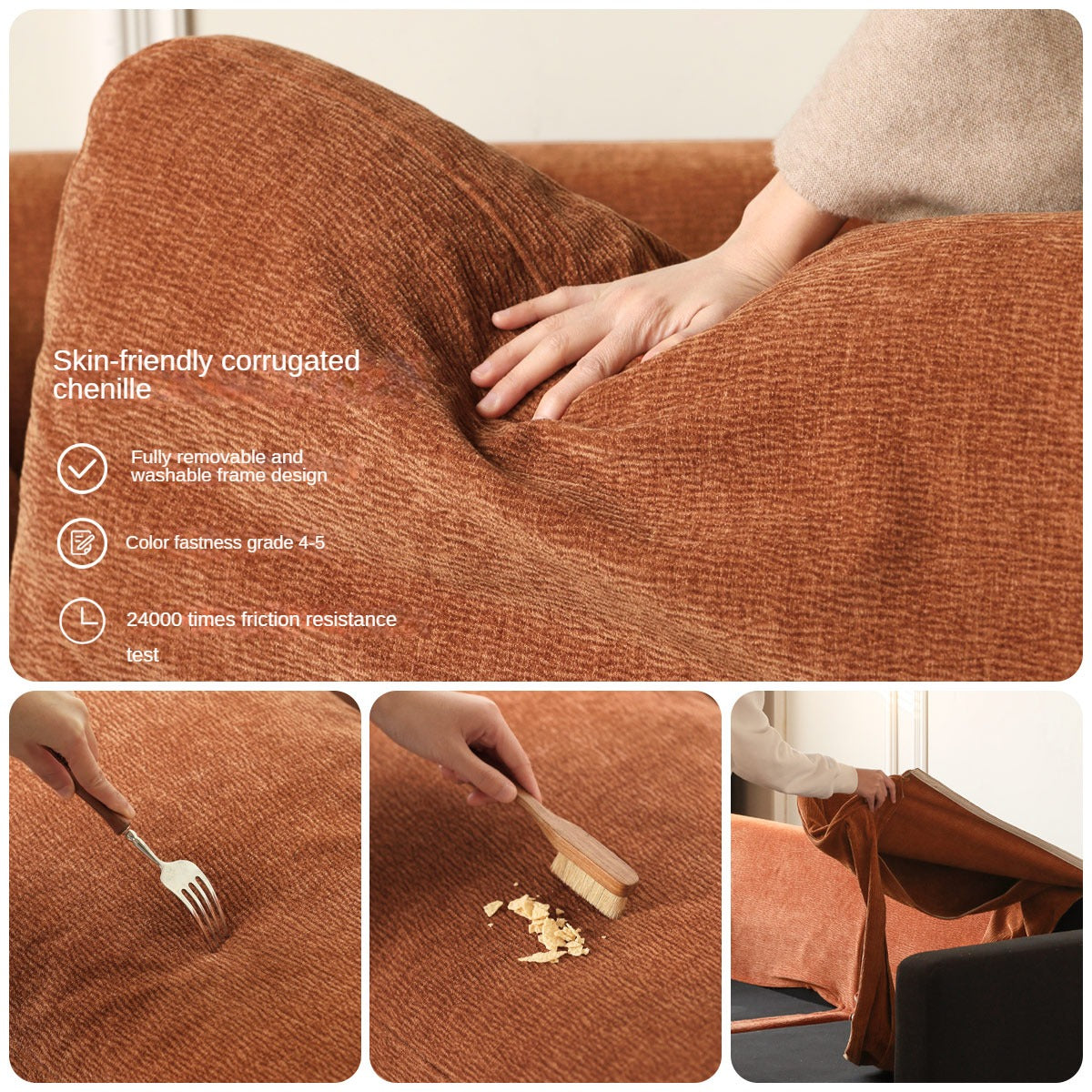 Fabric American Retro Straight Sofa-