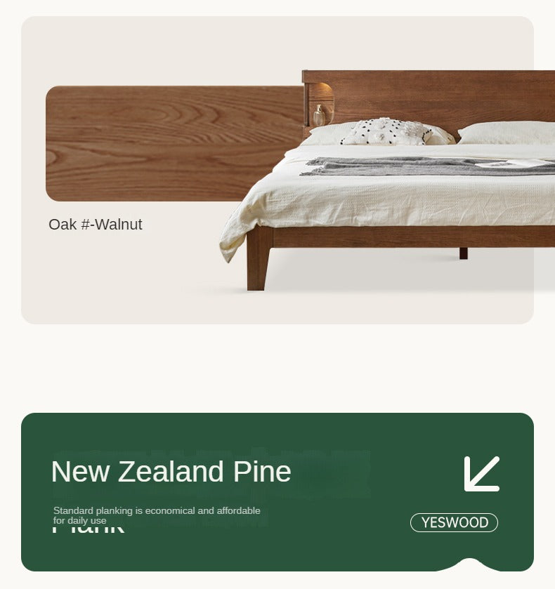 Oak Solid Wood Luminous Bed