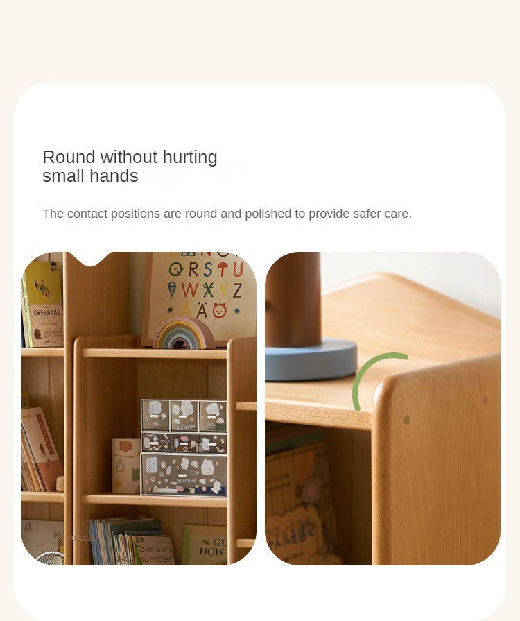 Beech Solid Wood Combination Bookshelf, Cabinet
