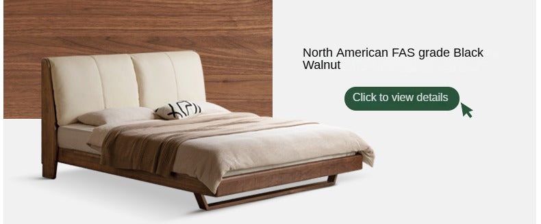 Oak, Ash Solid Wood Genuine Leather, ecological leather Suspended Bed Italian Light Luxury