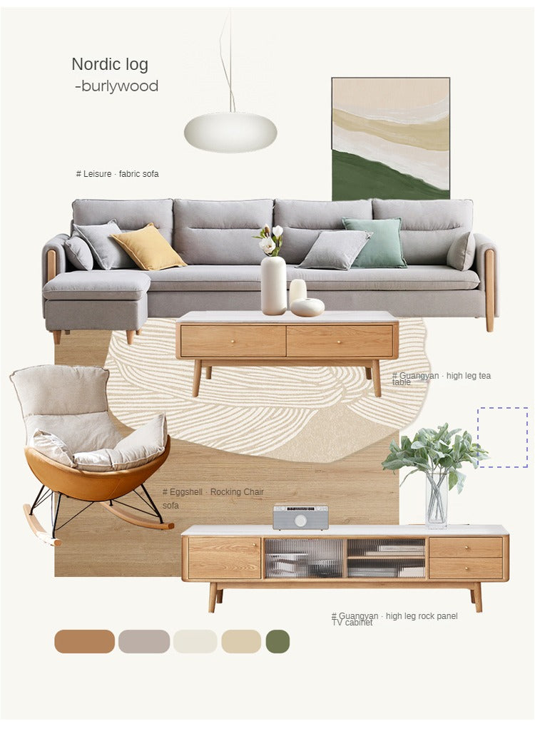 Oak Solid Wood Coffee Table Slate