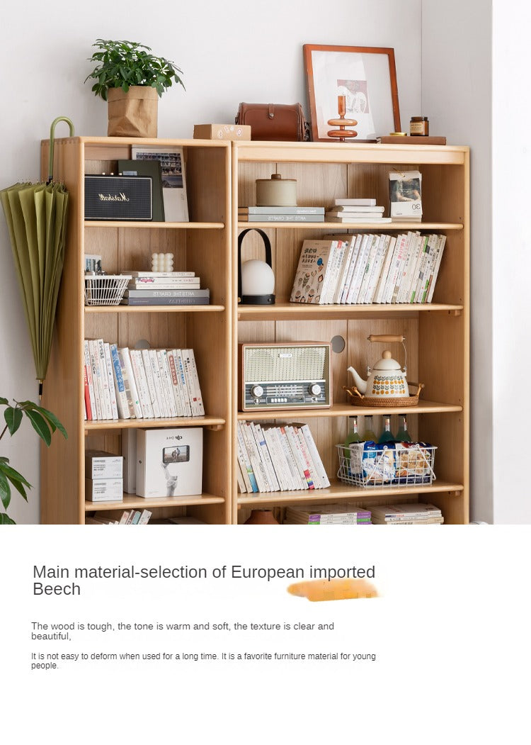 Beech Solid Wood Bookshelves Storage Shelf