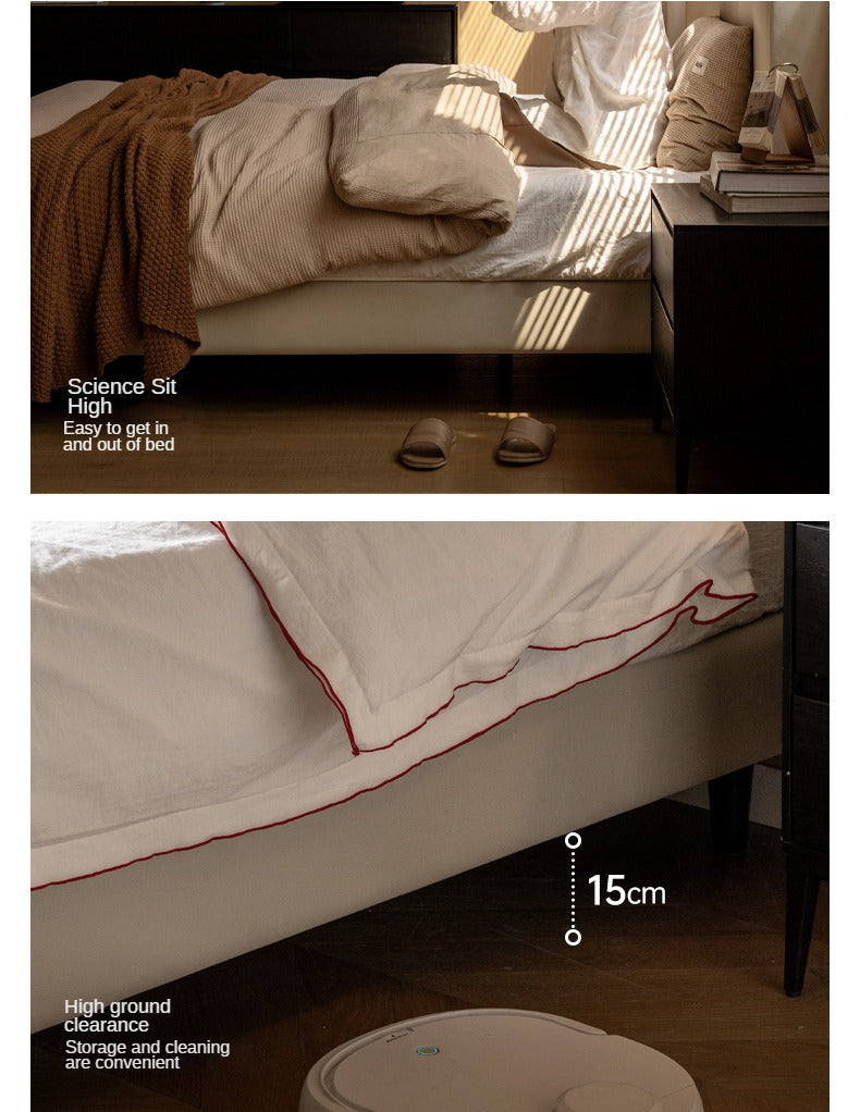 Leather Bed Cream Style First Layer of Yellow Cowhide Bed