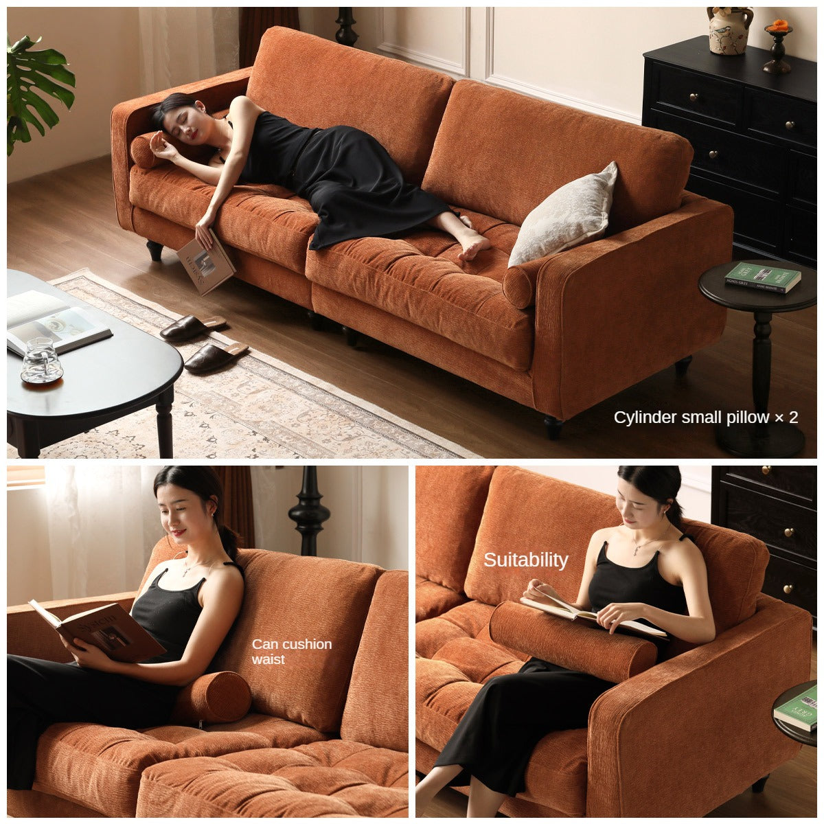 Fabric American Retro Straight Sofa-