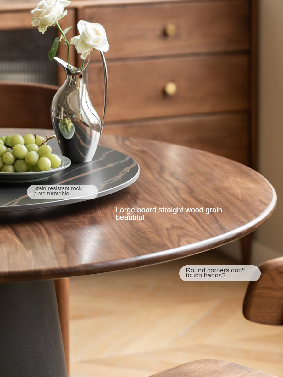 Black Walnut, Oak Solid Wood, Sandalwood Rock Slab Round Dining Table