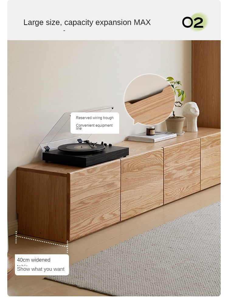 Oak Solid Wood Floor Storage TV Cabinet.