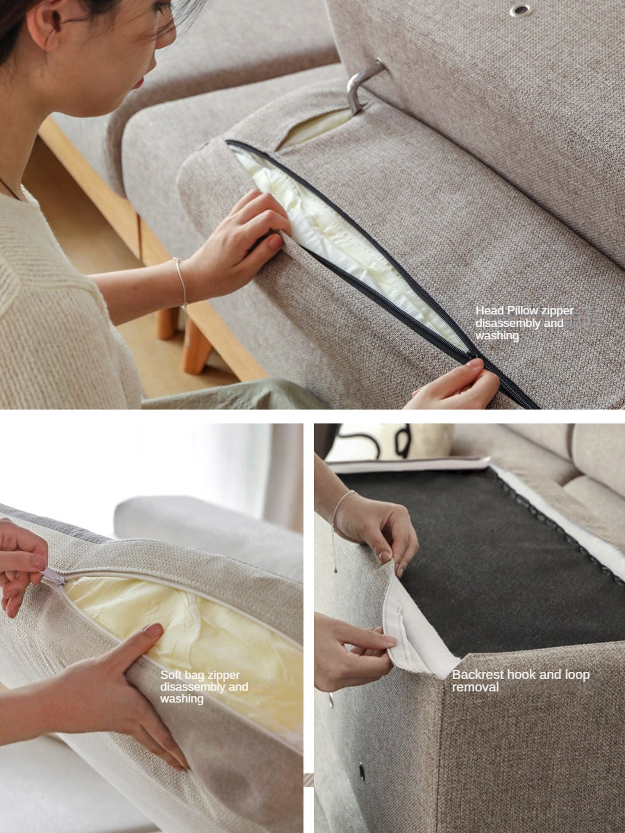 Oak, Ash Solid Wood Modern Fabric Sofa.