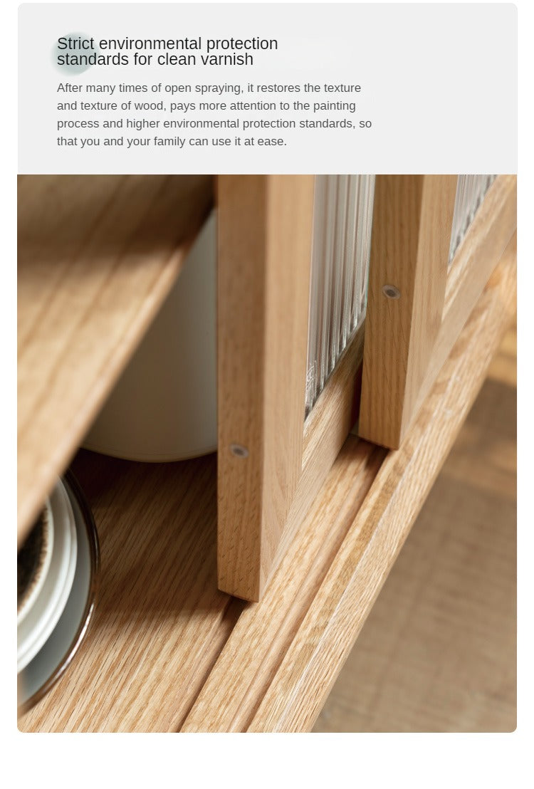 Oak Solid Wood Sideboard Slide Door