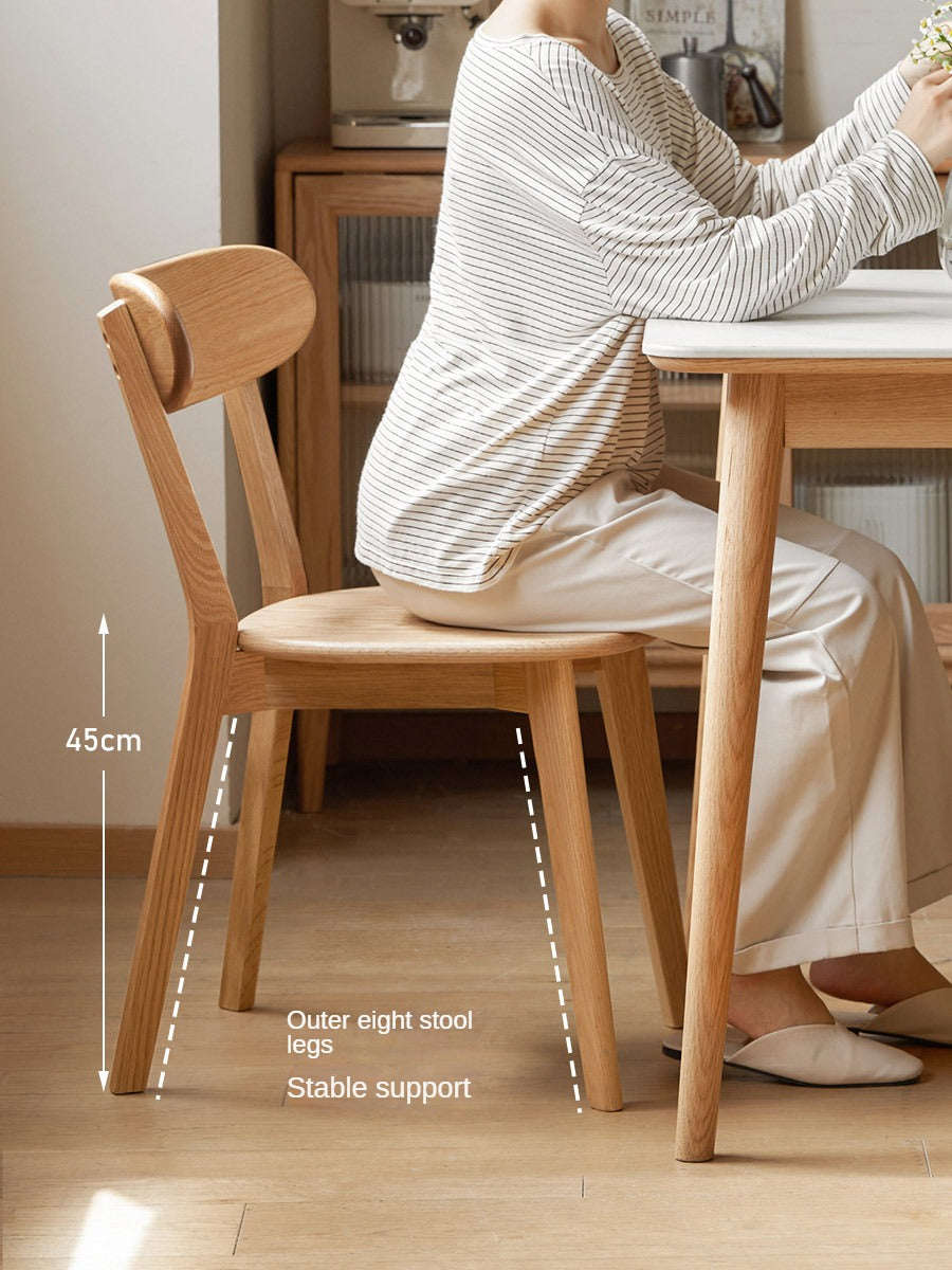 Oak Solid Wood Curved Backrest Dining Chair