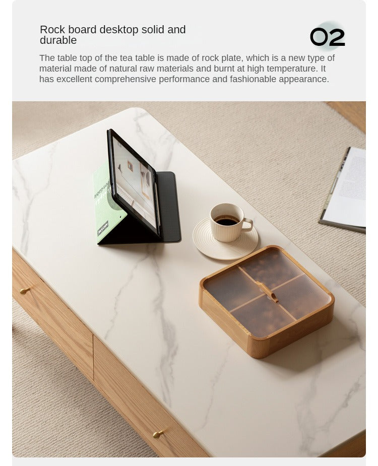 Oak Solid Wood Coffee Table Slate