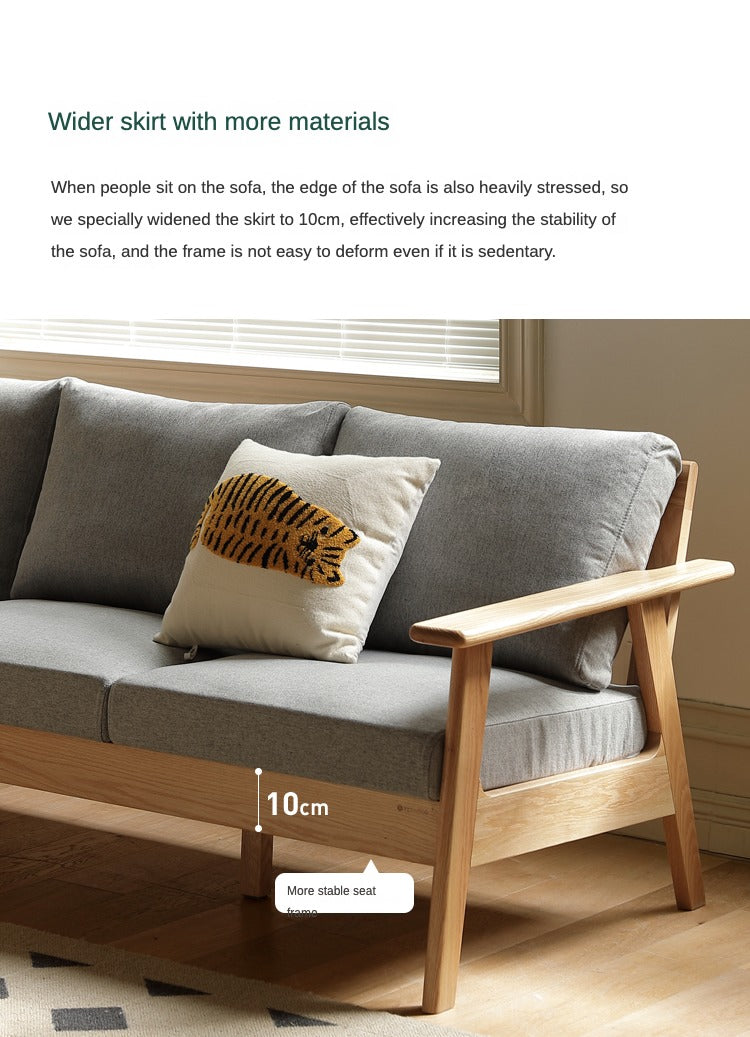 Oak Solid Wood Fabric Sofa 3 colors.