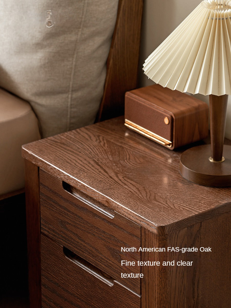 Oak Solid Wood Nordic Style Nightstand.