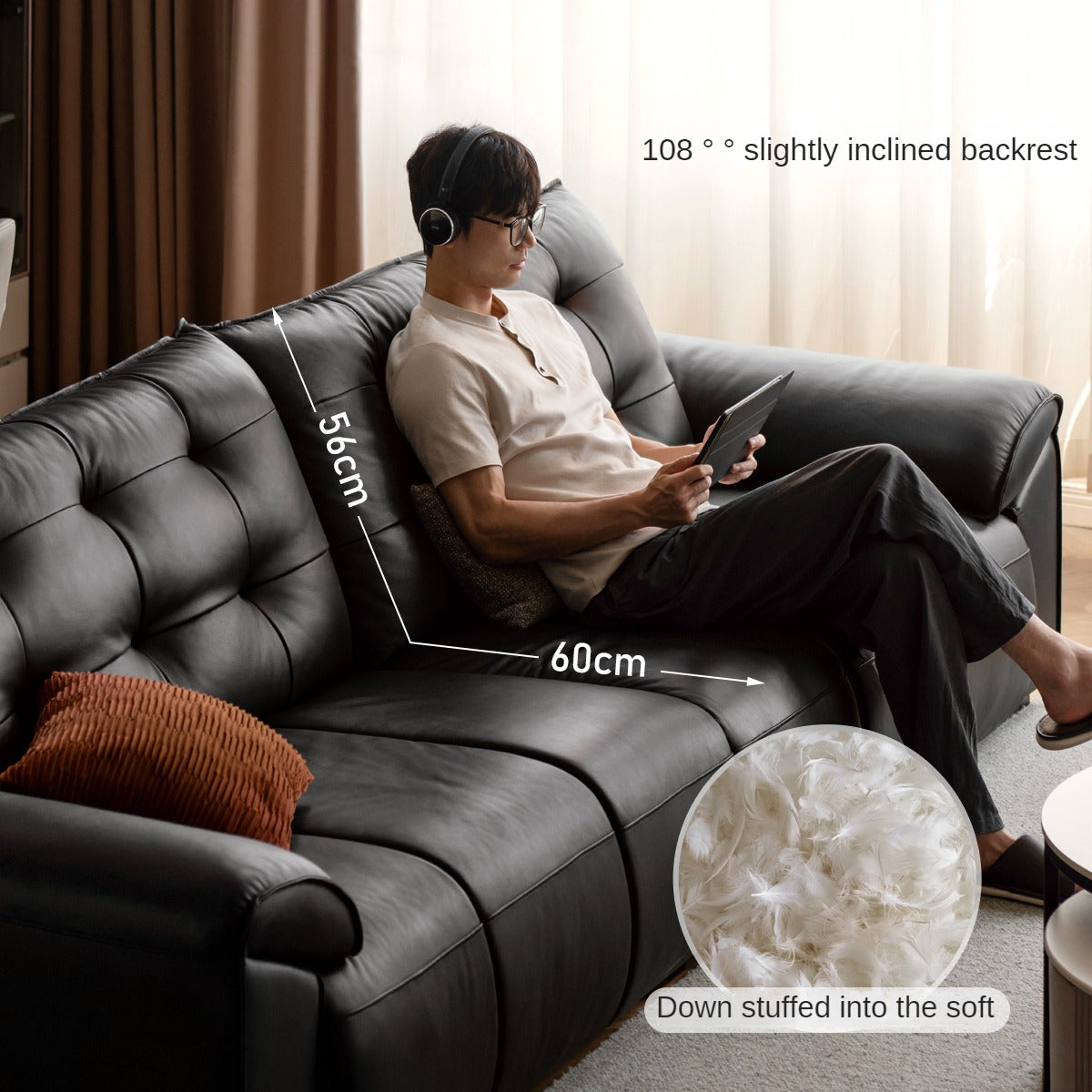 Leather Modern Top Layer Cowhide Leather Sofa,
