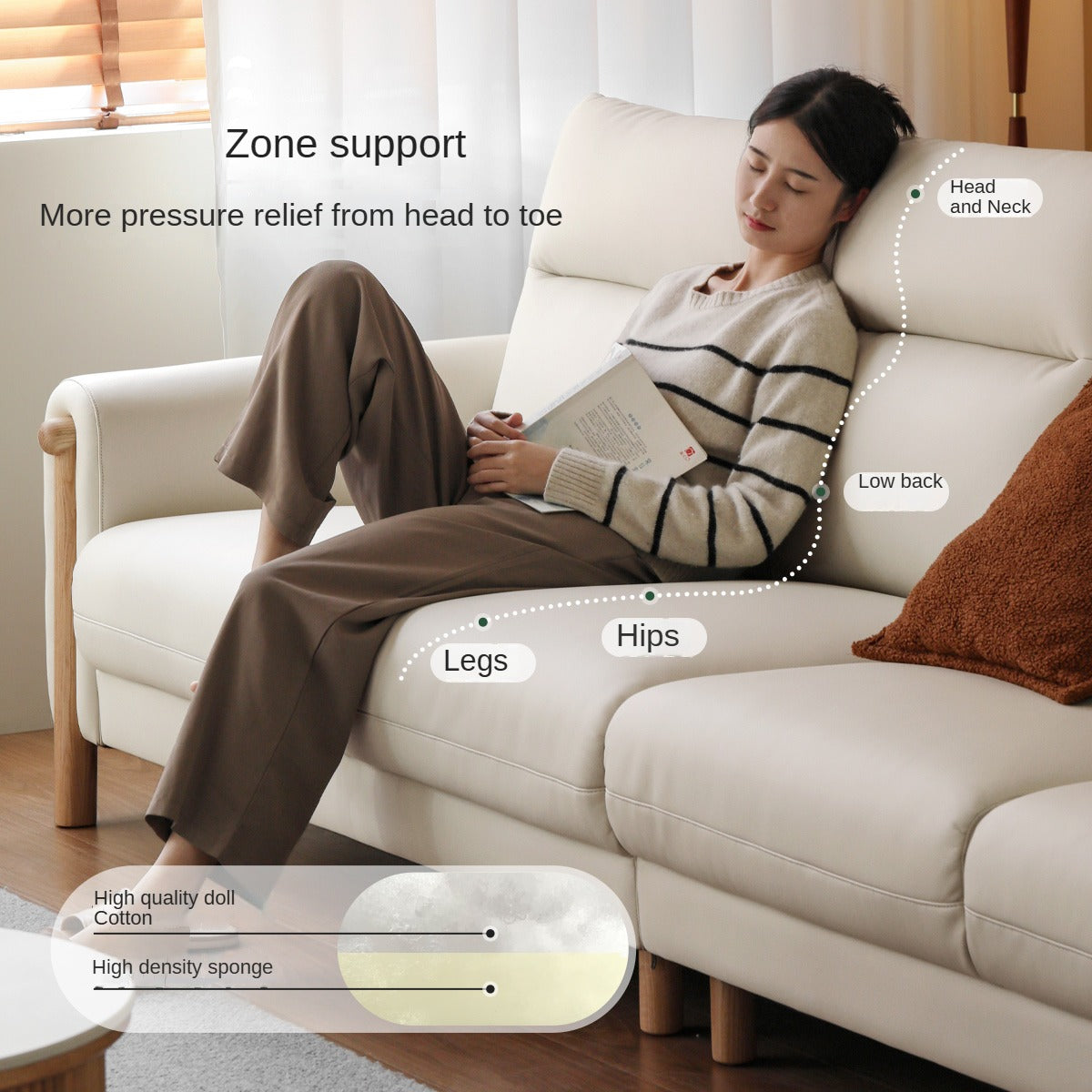 Fabric Straight Sofa Modern Simple.