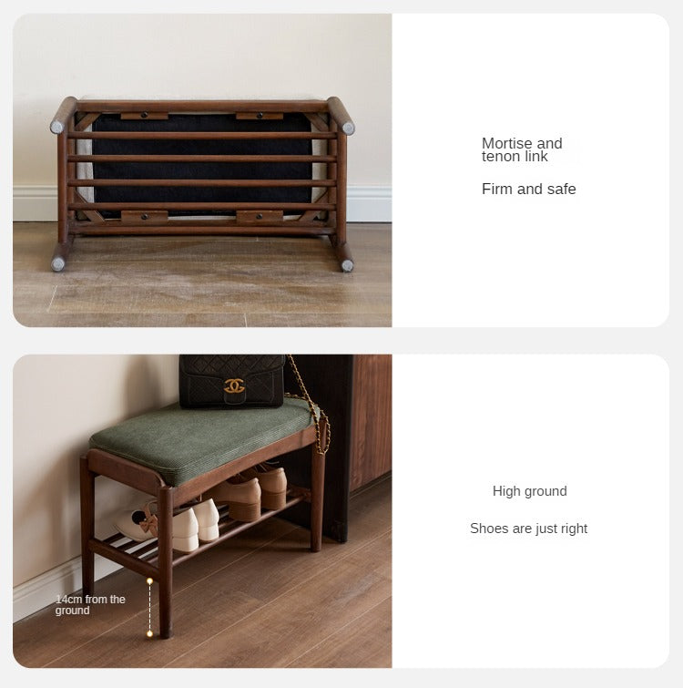 Black Walnut, Sandalwood Solid Wood Shoe Changing Stool