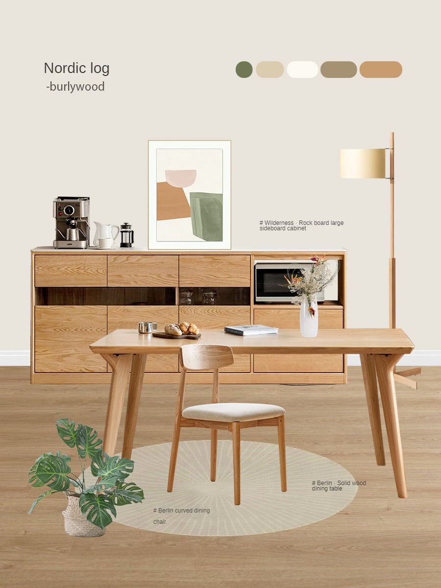 Oak, Ash Solid Wood Nordic Sideboard Slate Top