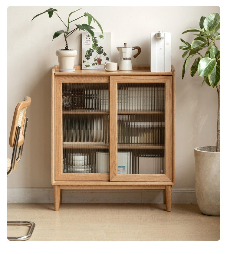Oak Solid Wood Sideboard Slide Door