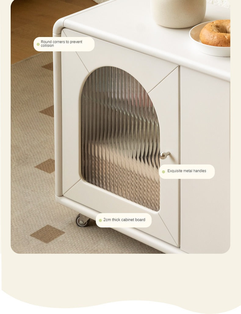 Poplar Solid Wood Edge Side Table French Cream Style