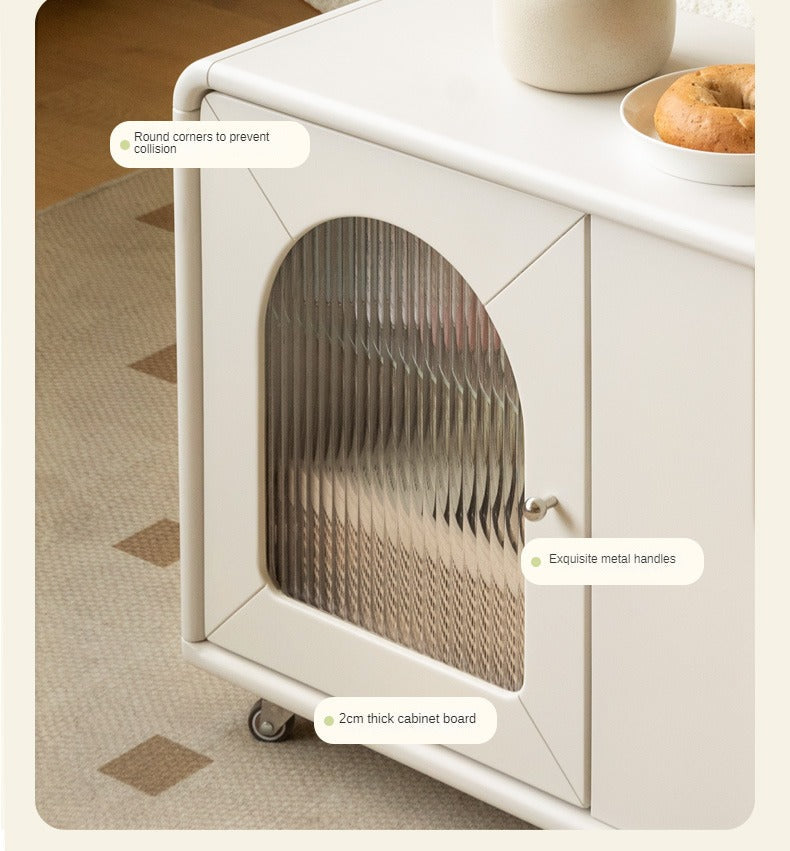 Solid RubberWood Edge Side Table French Cream Style