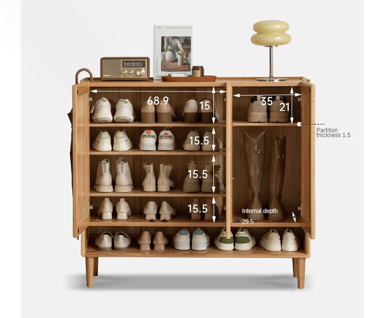 Oak Solid Wood, Solid Rubberwood Shoe Cabinet, Shoe Changing