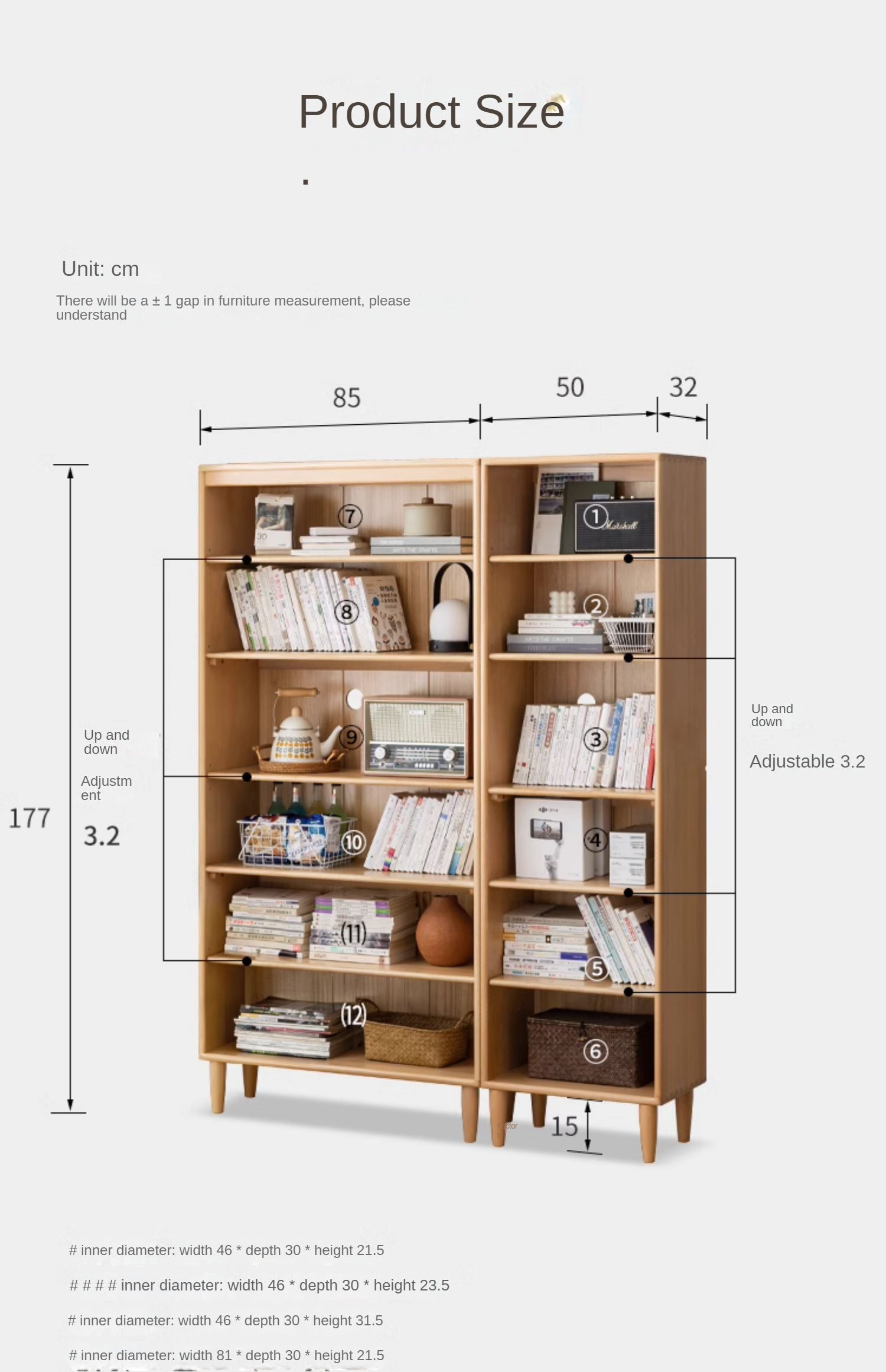Beech Solid Wood Bookshelves Storage Shelf