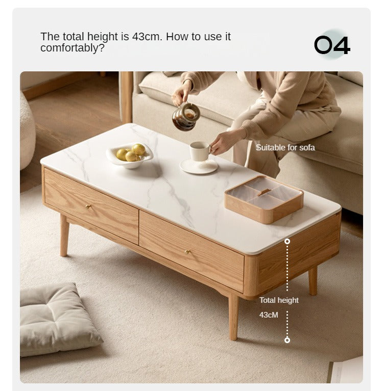 Oak Solid Wood Coffee Table Slate