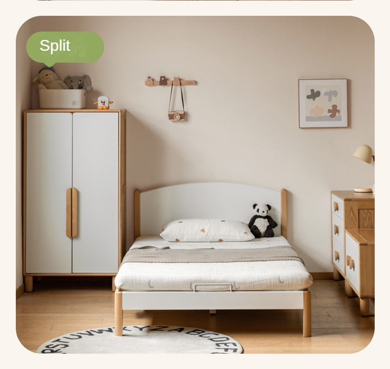 Oak Solid Wood Children's Wardrobe Combination Storage Cabinet